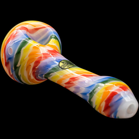 "Rainbow Tie-Dye" Glass Spoon Pipe on White