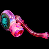 Fumed Ruby Sherlock Glass Bubbler Pipe by Chris Lezak