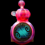 Fumed Ruby Sherlock Glass Bubbler Pipe by Chris Lezak