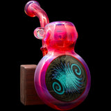 Fumed Ruby Sherlock Glass Bubbler Pipe by Chris Lezak