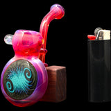 Fumed Ruby Sherlock Glass Bubbler Pipe by Chris Lezak