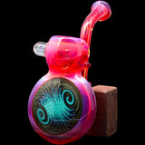 Fumed Ruby Sherlock Glass Bubbler Pipe by Chris Lezak