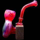 Fumed Ruby Sherlock Glass Bubbler Pipe by Chris Lezak