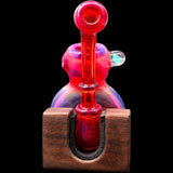 Fumed Ruby Sherlock Glass Bubbler Pipe by Chris Lezak