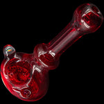 Fire Red Rainbow Reversal Glass Spoon Pipe by Chris Lezak