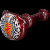 Fire Red Rainbow Reversal Glass Spoon Pipe by Chris Lezak