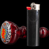 Fire Red Rainbow Reversal Glass Spoon Pipe by Chris Lezak