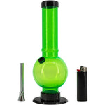 JM Enterprises 9-12" Acrylic Straight Tube Bubble Bottom Bong - Multiple Colors