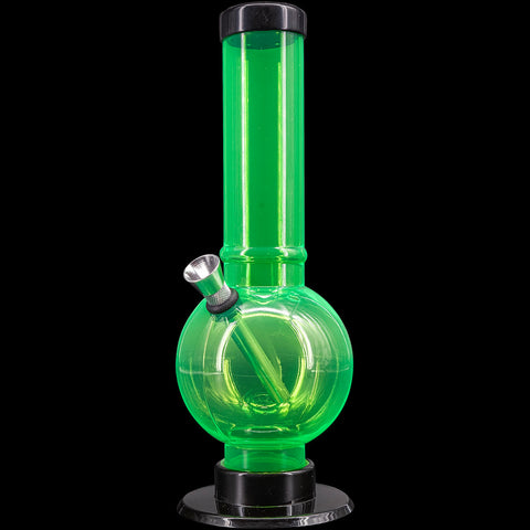 JM Enterprises 9-12" Acrylic Straight Tube Bubble Bottom Bong - Multiple Colors