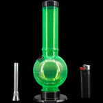 JM Enterprises 9-12" Acrylic Straight Tube Bubble Bottom Bong - Multiple Colors