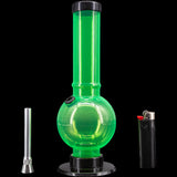 JM Enterprises 9-12" Acrylic Straight Tube Bubble Bottom Bong - Multiple Colors