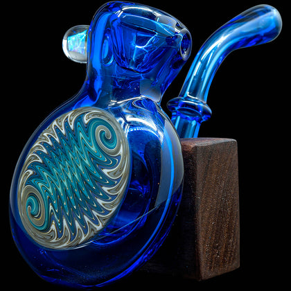 Electric Blue Wig Wag Reversal Sherlock Glass Pipe by Chris Lezak