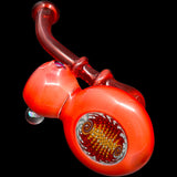 Fumed Fire Red Sherlock Glass Bubbler by Chris Lezak