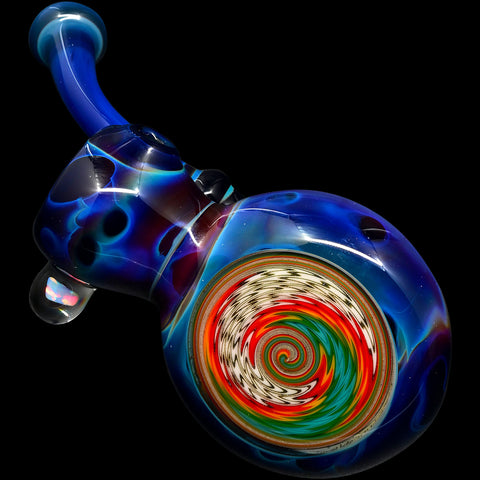 Cobalt Blue Sherlock Glass Bubbler Pipe by Chris Lezak
