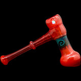 Crimson Fire Hammer Glass Bubbler by Chris Lezak