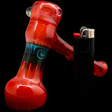 Crimson Fire Hammer Glass Bubbler by Chris Lezak