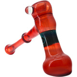 Crimson Fire Hammer Glass Bubbler by Chris Lezak