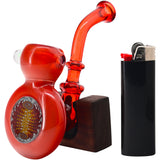 Fumed Fire Red Sherlock Glass Bubbler by Chris Lezak
