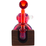 Fumed Ruby Sherlock Glass Bubbler Pipe by Chris Lezak