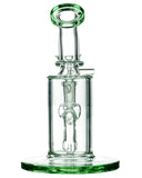 Glassic "Sidekick" Dab Rig with green accents, 6.5" tall, compact and portable, front view on white background