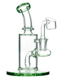 Glassic "Sidekick" Dab Rig with green base and mouthpiece, compact design, front view on white background