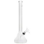 LA Pipes "The OG" Beaker Bong in Clear Borosilicate Glass, 12" Height, 45 Degree Joint - Front View