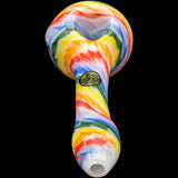 "Rainbow Tie-Dye" Glass Spoon Pipe on White